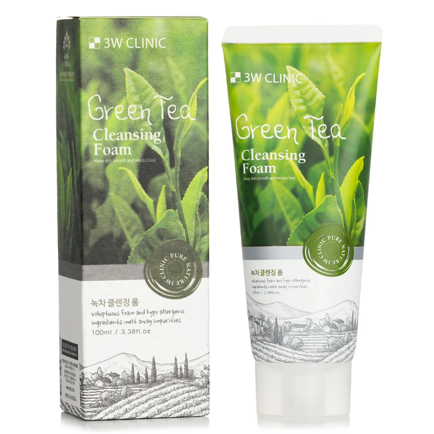 3W Clinic Cleansing Foam - Green Tea  100ml/3.38oz