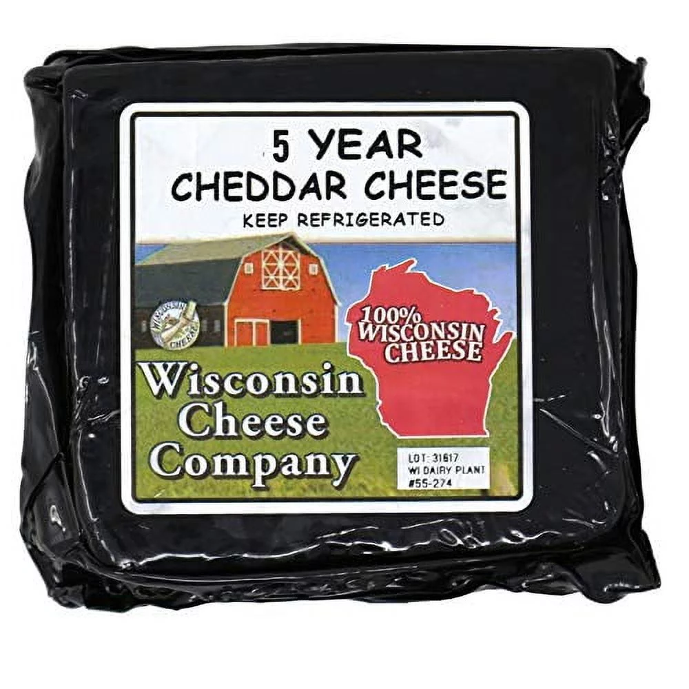 WISCONSIN CHEESE Elite Aged Cheddar Cheese, Sausage & Cracker Gift Basket, 4 Piece. Perfect Birthday Food Gift, Christmas Cheese and Meat Gift Set, Thank You Gift, Anniversary Charcuterie Gift.