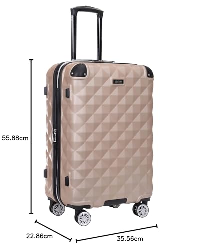 Kenneth Cole REACTION Diamond Tower Collection Lightweight Hardside Expandable 8-Wheel Spinner Travel Luggage, Black, 20-Inch Carry On