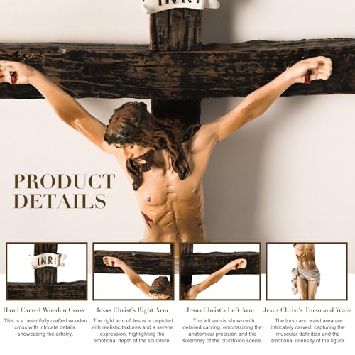 TALPGOD Crucifix Wall Cross,Jesus Cross Home Décor,Jesus Statue Catholic Hanging Crosses for Wall Art,Religious Wall Crucifix Decor,Crucifijos Catolicos Crosses Wall Decor 10 Inch