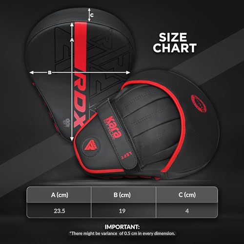 RDX Boxing Pads Curved Focus Mitts, Maya Hide Leather Kara Hook and jab Training Pads, Adjustable Strap Ventilated, MMA Muay Thai Kickboxing Coaching Martial Arts Punching Hand Target Strike Shield