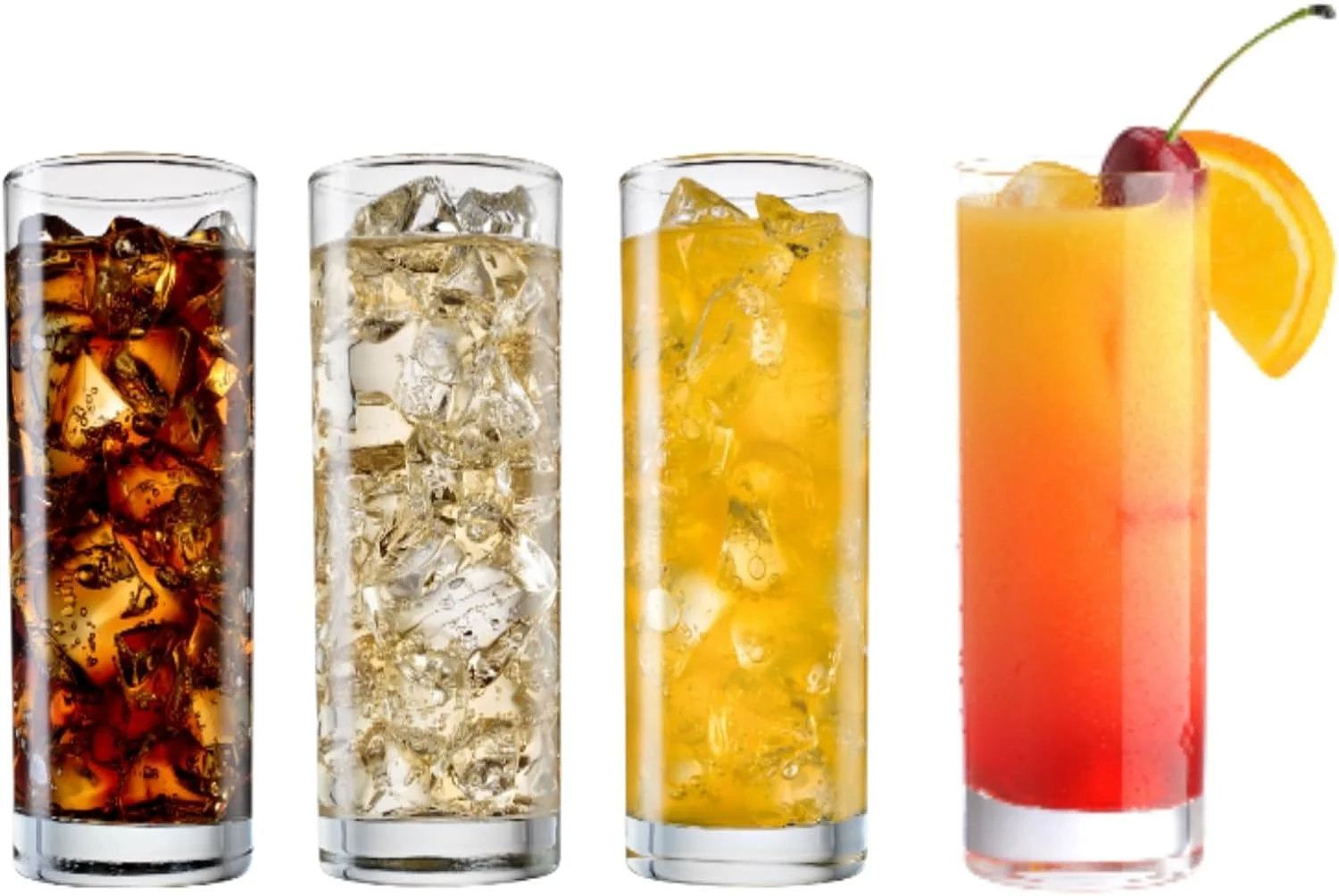 ninesung Highball Glasses, Glass Cups, Glasses Drinking set for Juice,Wine,Beer, Beverages and Mixed Drinks, Water Glasses, Tom Collins Bar Glassware, Cocktail Glass Set,10.8 oz (Set of 4)