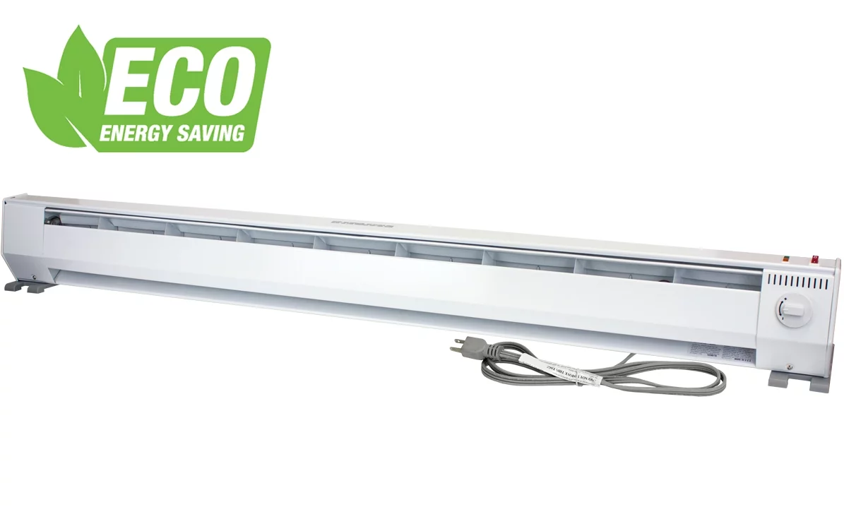 King Electric 5' Portable 2-Stage Eco Baseboard Heater, 1500W / 120V, White