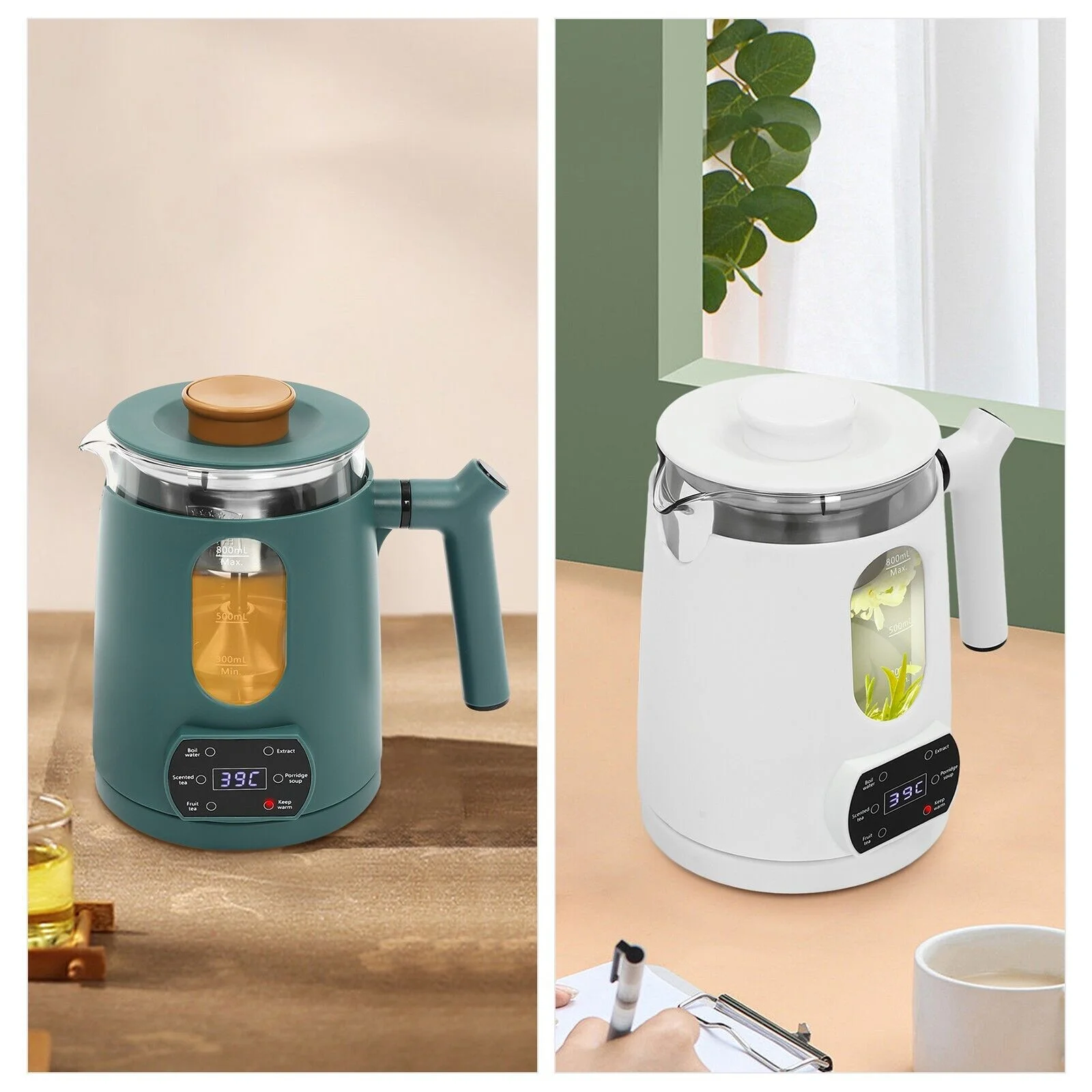 600W 0.8L/27oz Temperature Control Electric Tea Kettle, Water Boiler & Heater, Electric Tea Pot