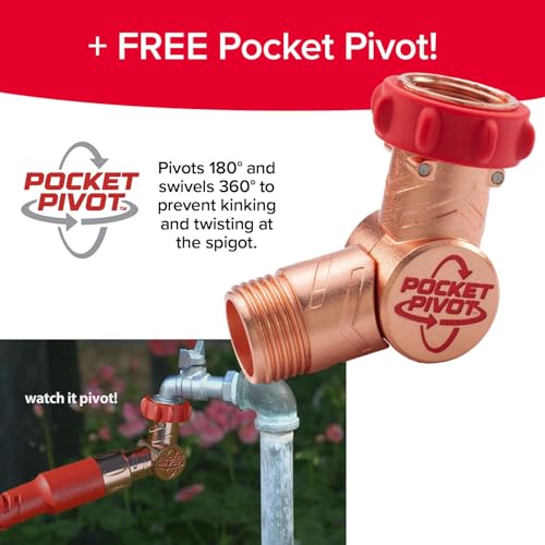 Pocket Hose Copper Head UV w/Pocket Pivot, Expandable Garden Hose 75 FT w/10 Pattern Thumb Sprayer AS-SEEN-ON-TV 650psi 3/4in Ultra-Light Solid Copper Anodized Aluminum Fittings No-Kink No-Lead