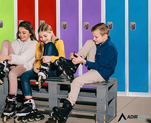 AdirOffice Large Steel Metal Storage School Locker - Single Tier Free Standing Storage Compartment - Secure Colorful Spacious Organizer Perfect for Academic and Commercial Use (Black)