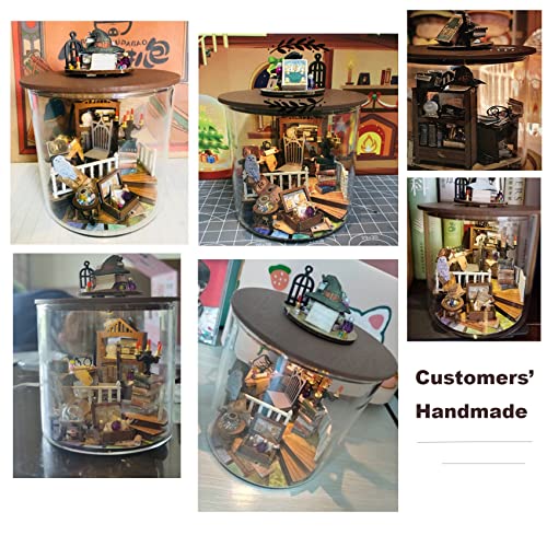Miniature House kit DIY Miniature Dollhouse kit Mini Doll House Making in Bottle Warm Light/Furniture