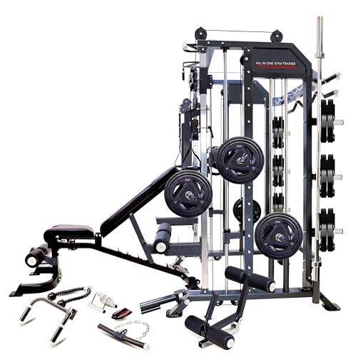 MiM USA Hercules EX Commercial All in One Gym Machine w/400 lb Weight Stack Jammer Arms Adj Bench Leg Press Leg Extension Arm Curl LAT Seat Complete Attachment