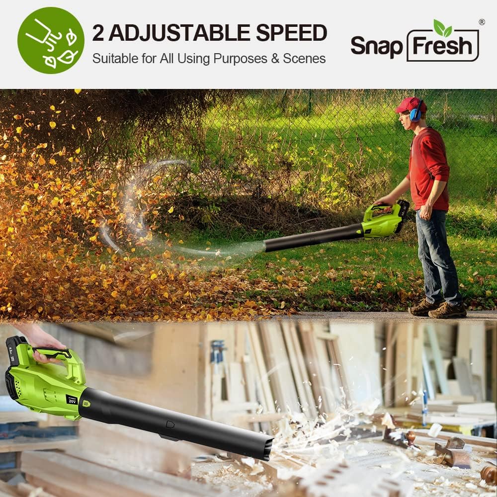 SnapFresh 20V MAX Leaf Blower - 420 CFM Cordless Leaf Blower with 4.0Ah Battery & Charger, Electric Leaf Blowers for Lawn Care, Battery Powered Leaf Blower for Snow Blowing