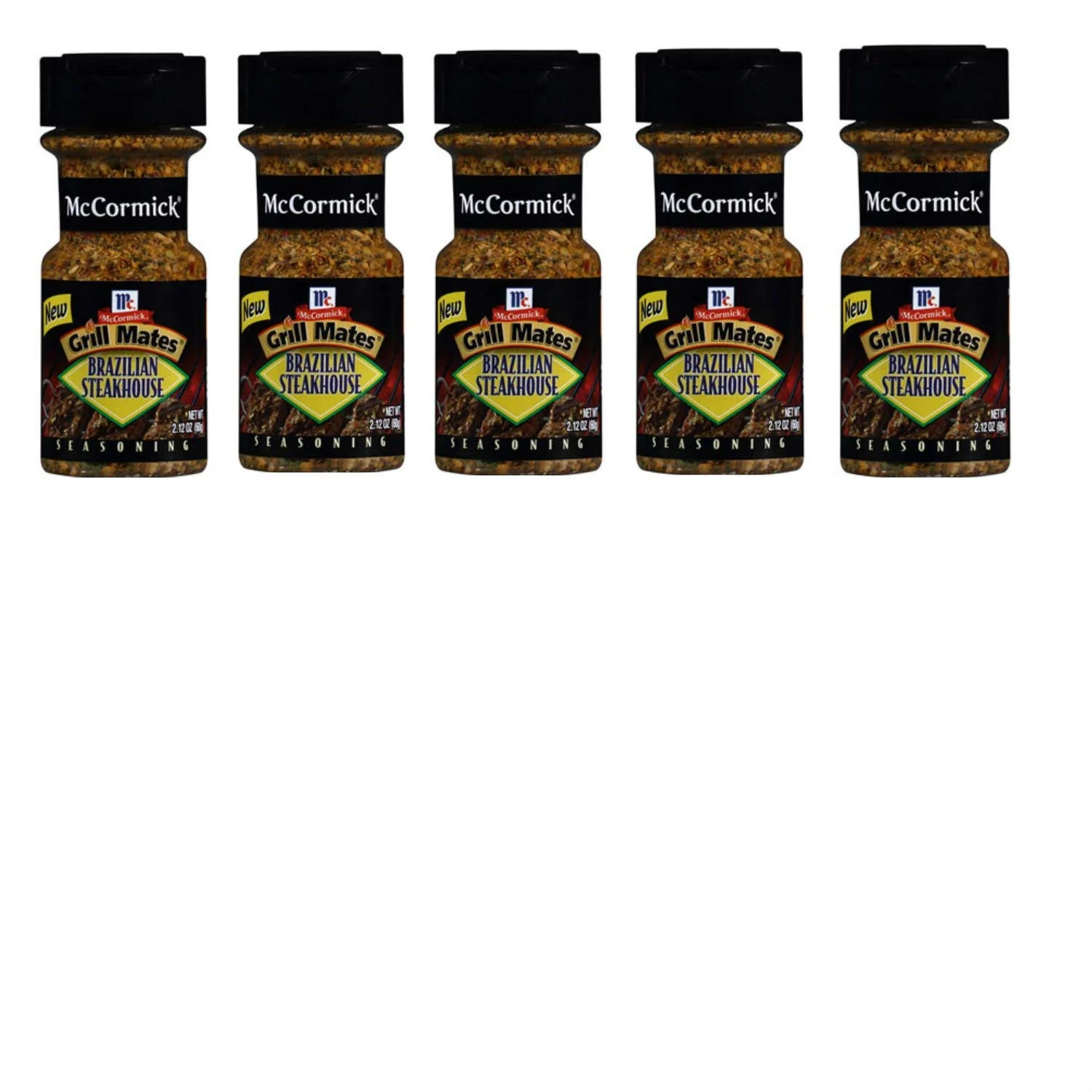 Grill Mates Brazilian Steakhouse Seasoning, 2.12 Ounce Bottle. Pack Of 5. Easy One-Stop Shopping. Enjoy The Exotic Taste Sensation Of Brazilian Steakhouse Seasoning!