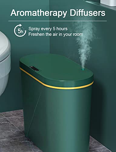 Automatic Bathroom Trash Can with lid, Smart Trash Can Bedroom, Motion Sensor Trash Can Small Smart Trash Can Touchless Slim Garbage Can(Green, 4.2 Gallon)