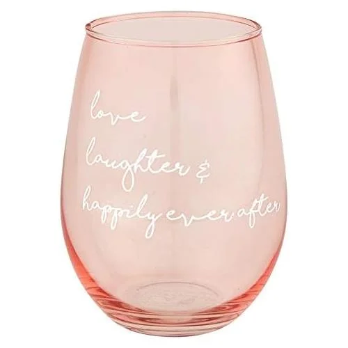 Creative Brands Stemless Wine Glass, 20-Ounce, Love Laugher