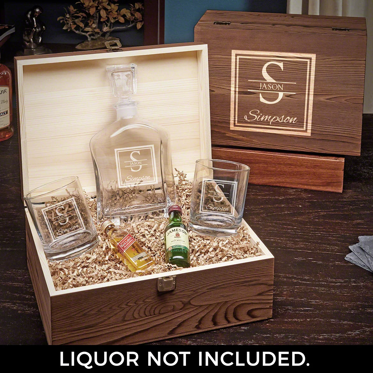 Oakhill Engraved Argos Whiskey Decanter Set with Eastham Glasses