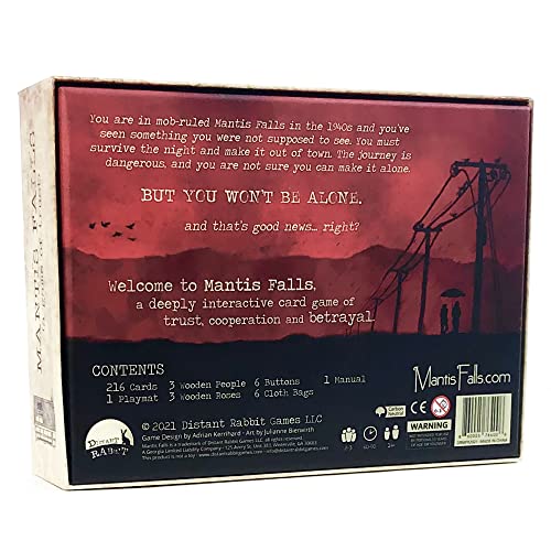 Mantis Falls Board Game | Hidden Traitor Strategy Card Game for 2-3 Players | Sometimes Cooperative Adventure Game for Adults and Teens | Ages 14+ | Playtime 60-90 Minutes | by Distant Rabbit Games