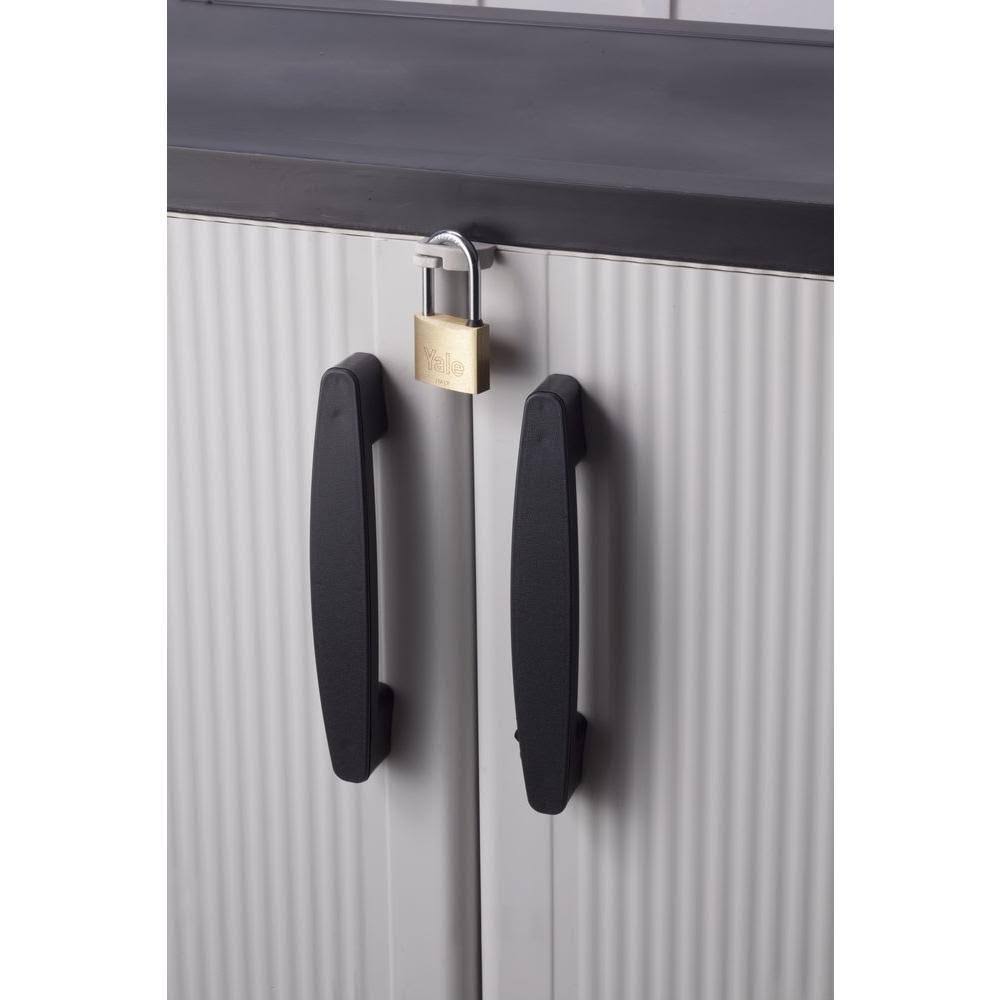 HDX Plastic Freestanding Garage Cabinet in Gray (27 in. W x 36 in. H x 15 in. D)