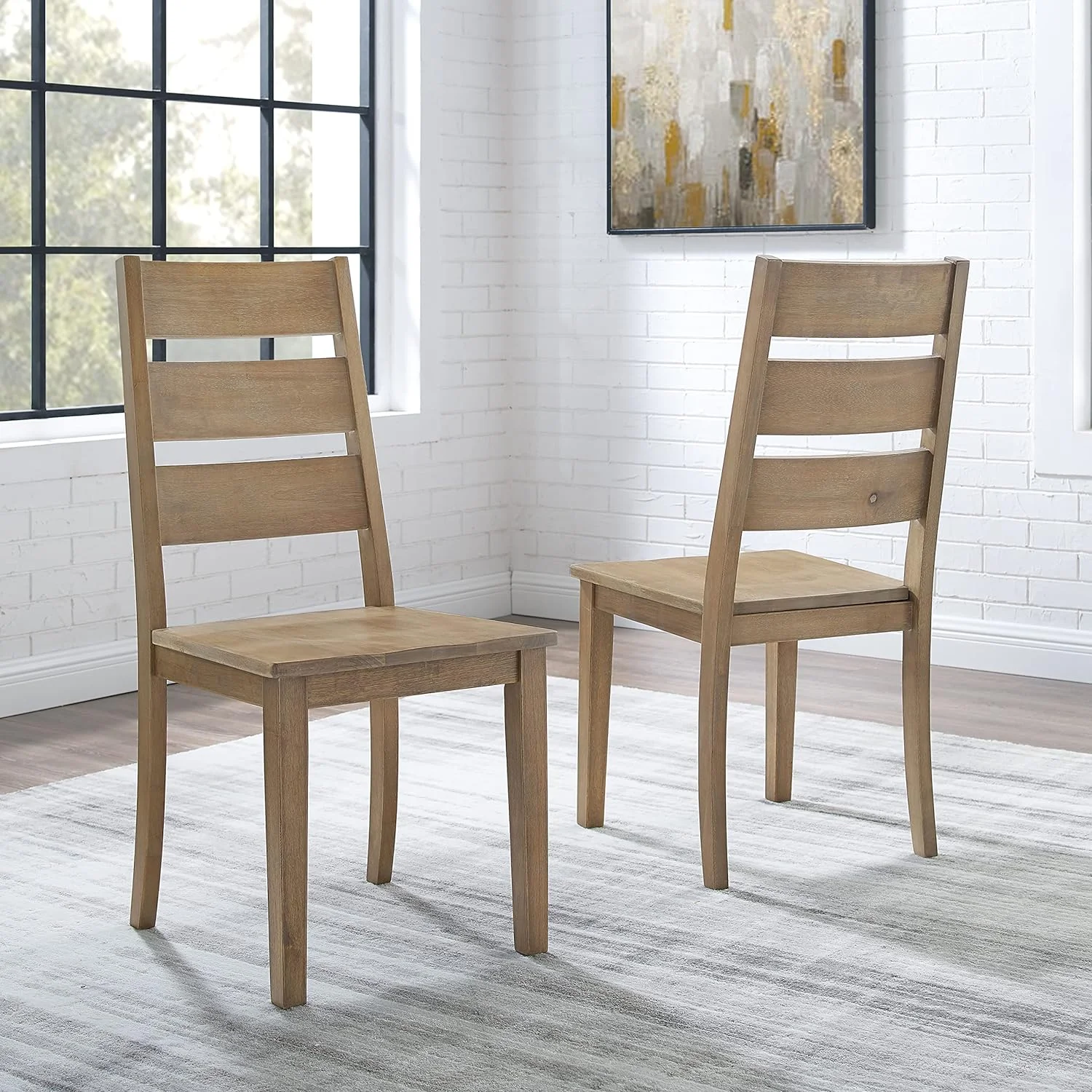 Joanna 2-Piece Ladder Back Dining Chair Set, Rustic Brown