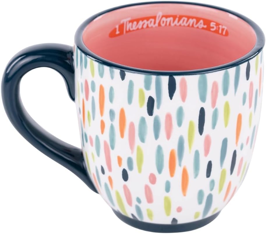 Colorful Tea Mugs - Pray Without Ceasing 16 oz Coffee Mugs, Ceramic Tea Mugs for Women, Inspirational Coffee Mugs for Women with 1 Thessalonians 5:17 Verse, Birthday Gifts for Women