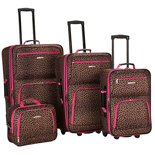 Rockland Jungle Softside Upright Luggage Set, Expandable, Owl, 4-Piece (14/29/24/28)