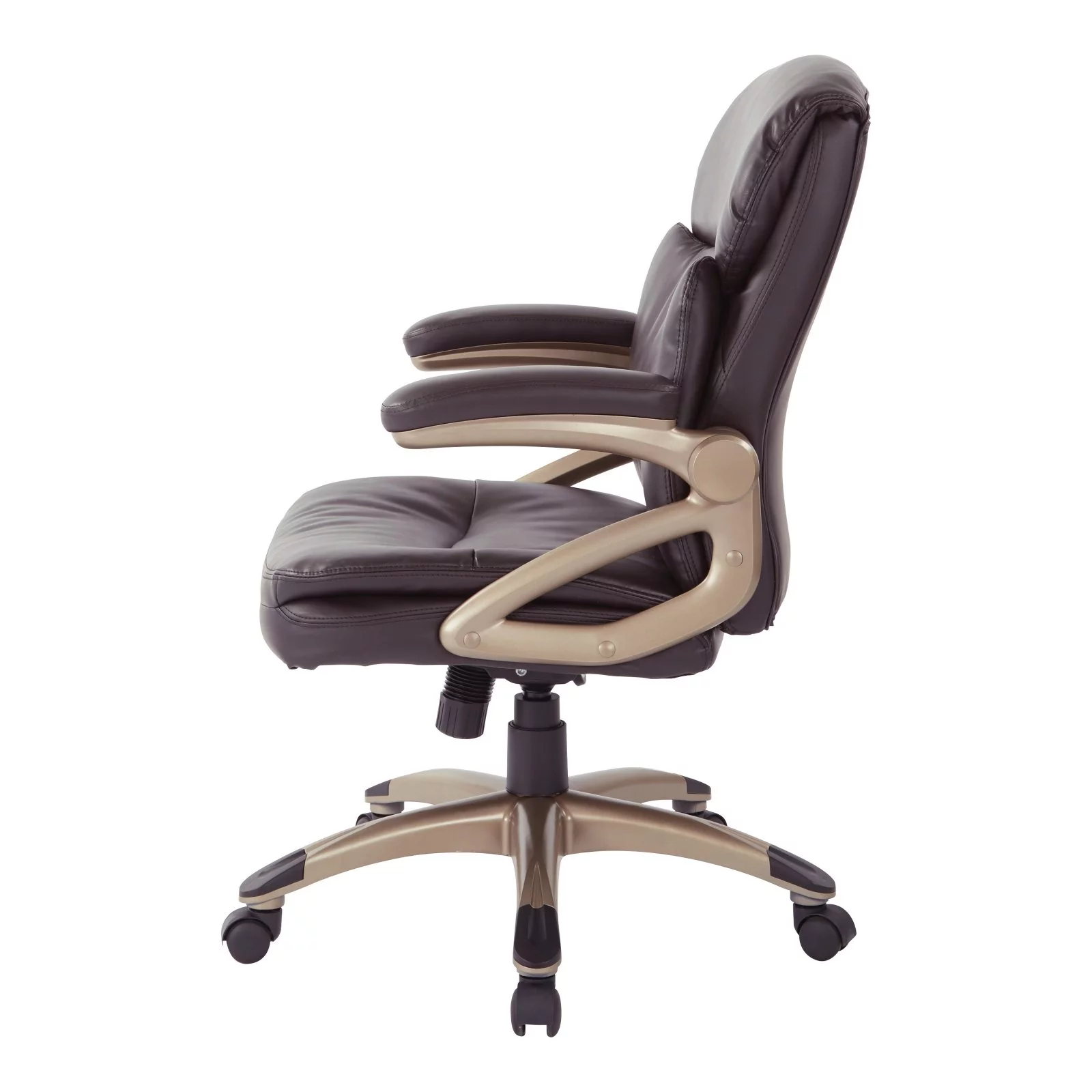 Executive Low Back Chair in Espresso Bonded Leather with Cocoa Accents