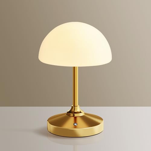 Mushroom Lamp Table Lamp Waterproof,Desk Cordless Battery Operated Lamps for Bedroom,Outdoor Cordless Rechargeable Touch Bedside Lamps for Night Stands,5000mAh LED Night Light for Living Room
