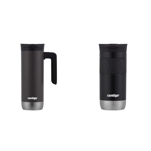 Contigo Superior 2.0 Stainless Steel Travel Mug with Handle and Leak-Proof Lid & Byron Vacuum-Insulated Stainless Steel Travel Mug with Leak-Proof Lid
