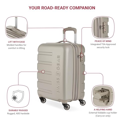 SwissGear 7366 Hardside Expandable Luggage with Spinner Wheels, White, Carry-On 19-Inch