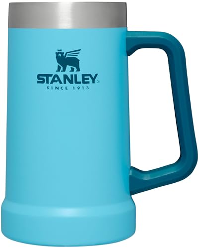 Stanley Stay-Chill Beer Stein 24 oz | Heavy Duty Big Grip Handle | Beer Tumbler Drink Cup, Holds 2 Cans | Insulated Stainless Steel Party Mug | BPA-Free | Azure
