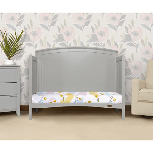 Dream On Me Asheville 4” Firm Fiber Crib And Toddler Mattress | Waterproof | GreenGuard Gold Certified | Dual-Sided Mattress | Grey Embossed Cover | Lightweight Reversible Design