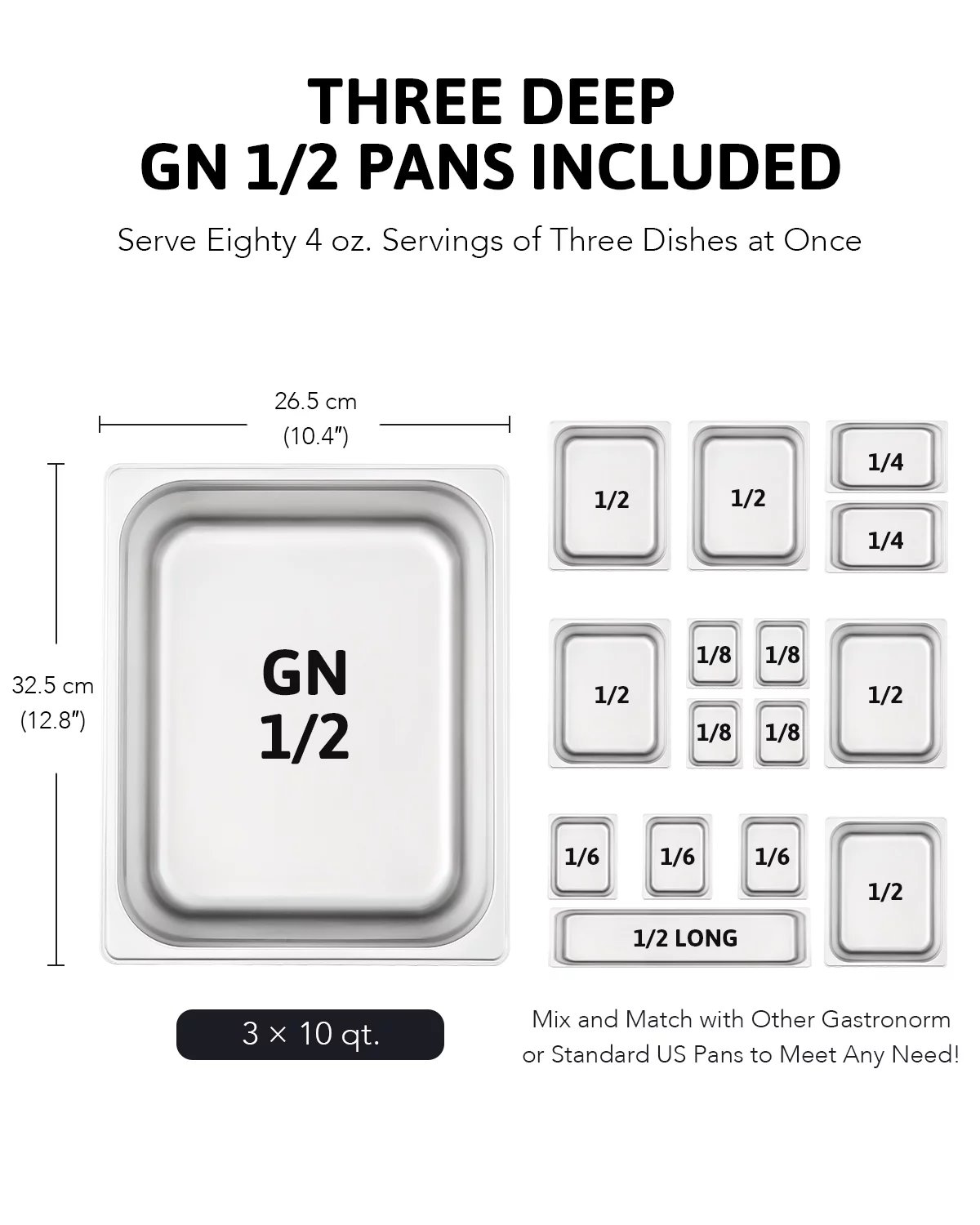 Wilprep 3 Pan Bain Marie Food Warmer Buffet Server & Warmer w Glass Shelf Ladle Skimmer