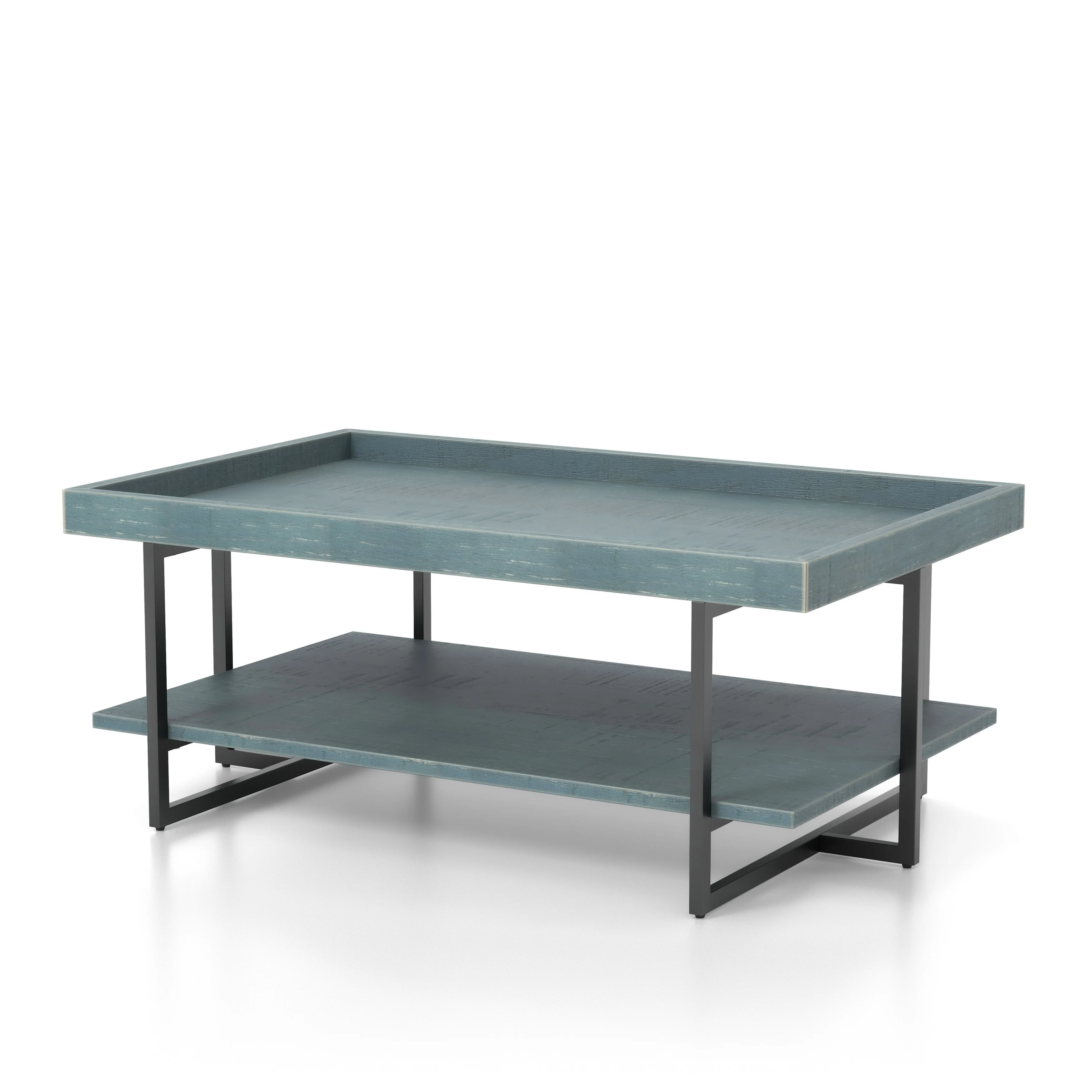Furniture of America Damara Transitional 47-inch Metal 1-Shelf Coffee Table by  Antique Blue
