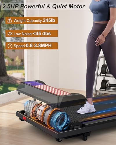 Walking Pad Under Desk Treadmill with Incline for Home and Office,Remote Control LED Display 3 in 1 Portable Mini Walking Jogging Machine