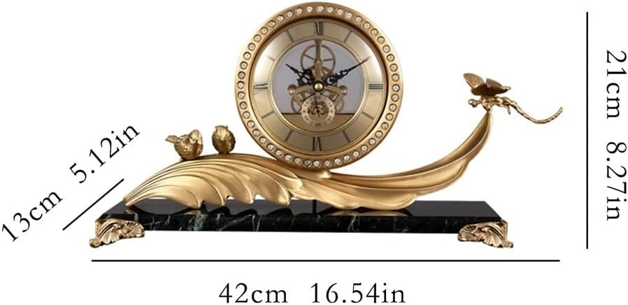 Alarm Clocks Modern Light Luxury Brass Desk Clock Living Room Desktop Silent Clock Old-Fashioned Creative Ornaments Desktop Clocks and Watches Room Accessories