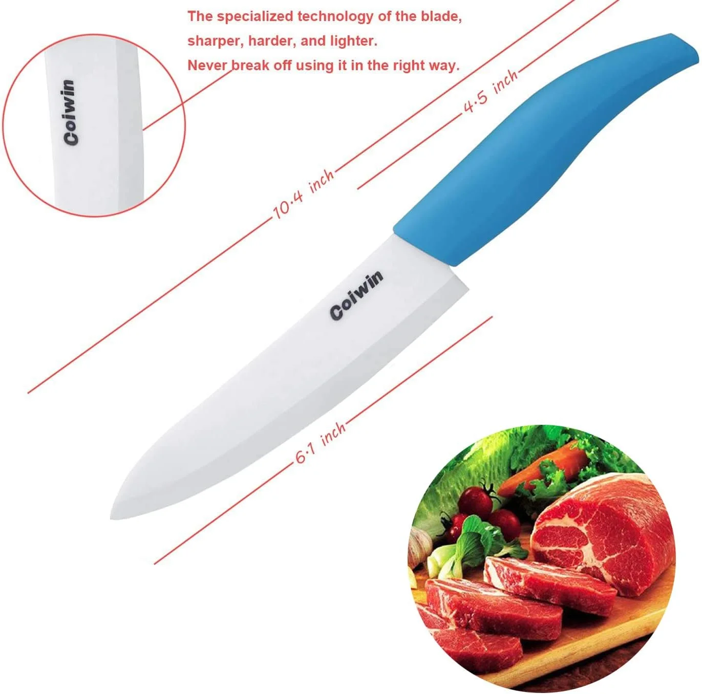 Ceramic Knives set Color Ceramic Knife Set With Sheaths - Super Sharp & Rust Proof & Stain Resistant (6