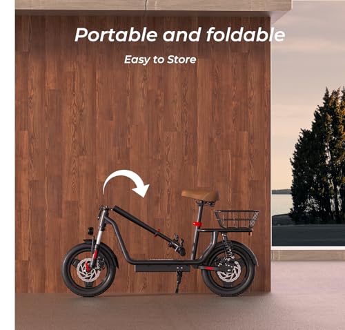 iScooter Electric Scooter with Seat, 37/21 Miles Long Range & 28/19/15.6 MPH Top Speed, 14