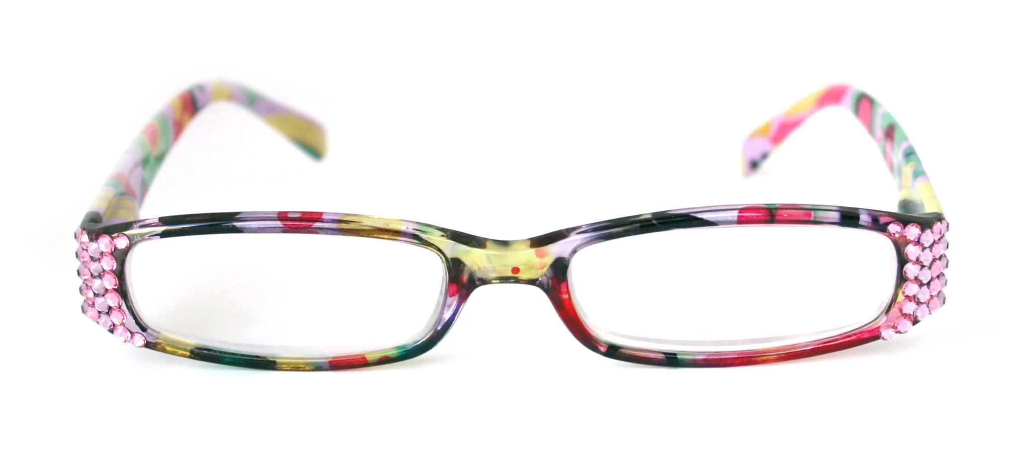 Elsa, (Bling) Reading Glasses for women W (L. Amethyst, Rose) Genuine European Crystals (White, Pink) Paisley, Optical    NY Fifth Avenue