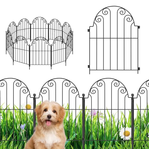 Decorative Garden Fence 10 Panels, No Dig Rustproof Metal Fencing 25ft Long Animal Barrier Border for Dog, Garden Fencing for Outdoor Patio Lawn Yard Flower Bed(42 Inch High)