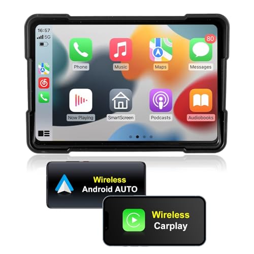 Kunfine Motorcycle Carplay&Android Auto, Motorbike GPS Navigation System, GPS for Motorcycles Waterproof, 5 Inch, Dual Bluetooth
