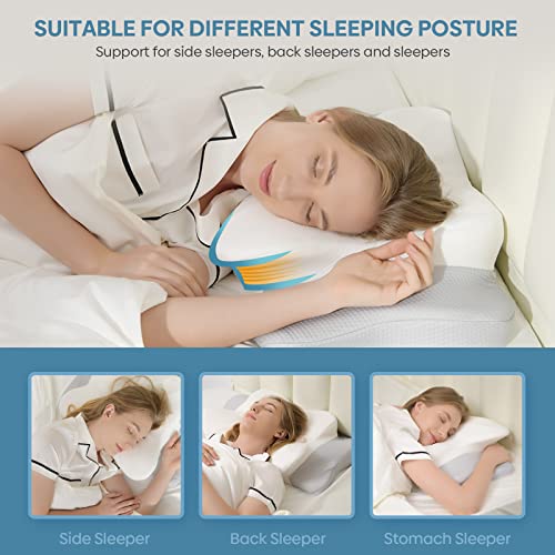 Cervical Pillow for Neck & Shoulder Pain Relief Sleeping - Ergonomic Contour Pillows - Memory Foam Pillow for Side, Back & Stomach Sleepers - Queen Size