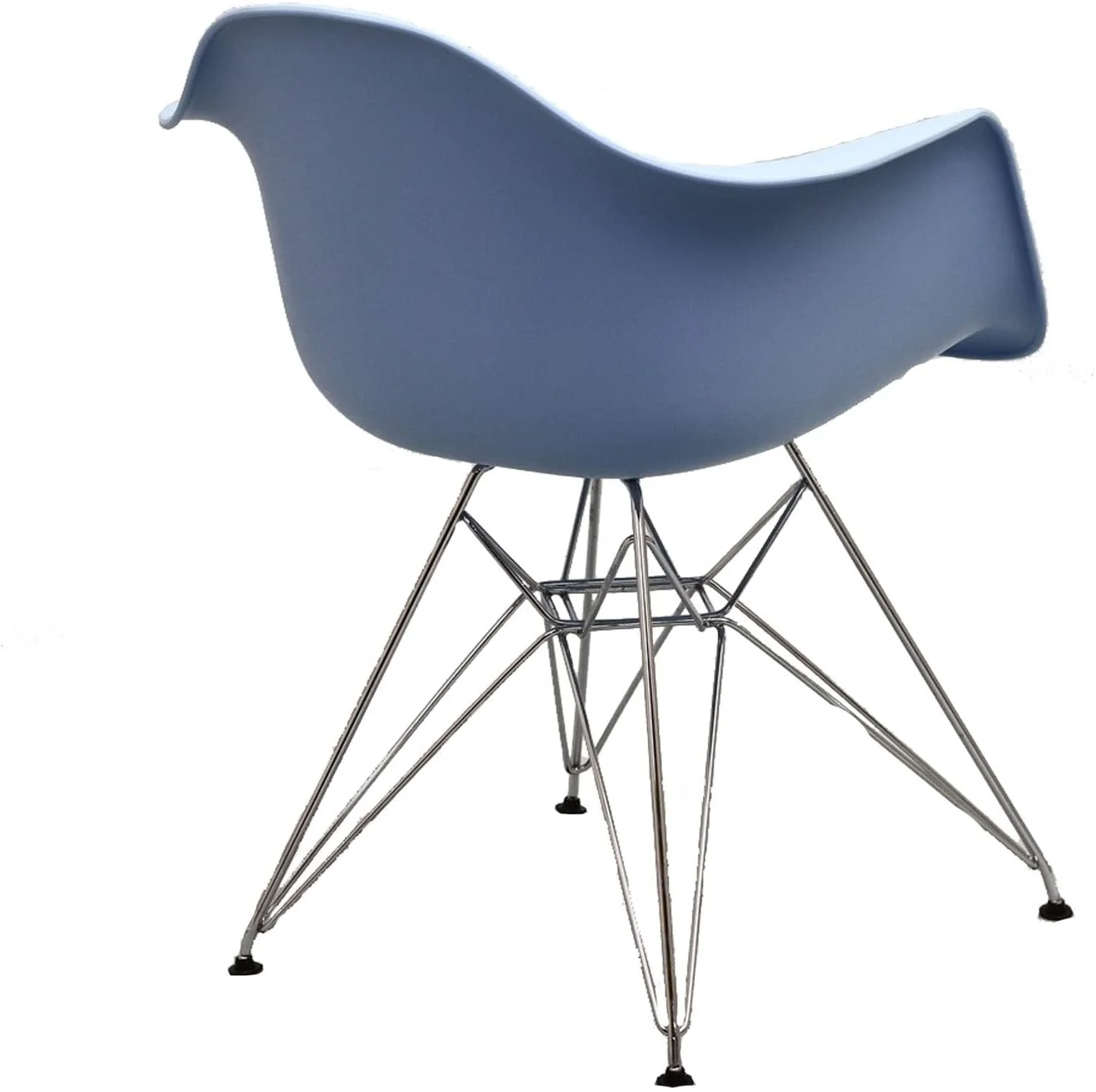 WANHUI Paris Mid-Century Modern Molded Plastic Dining Armchair with Steel Metal Base in Blue