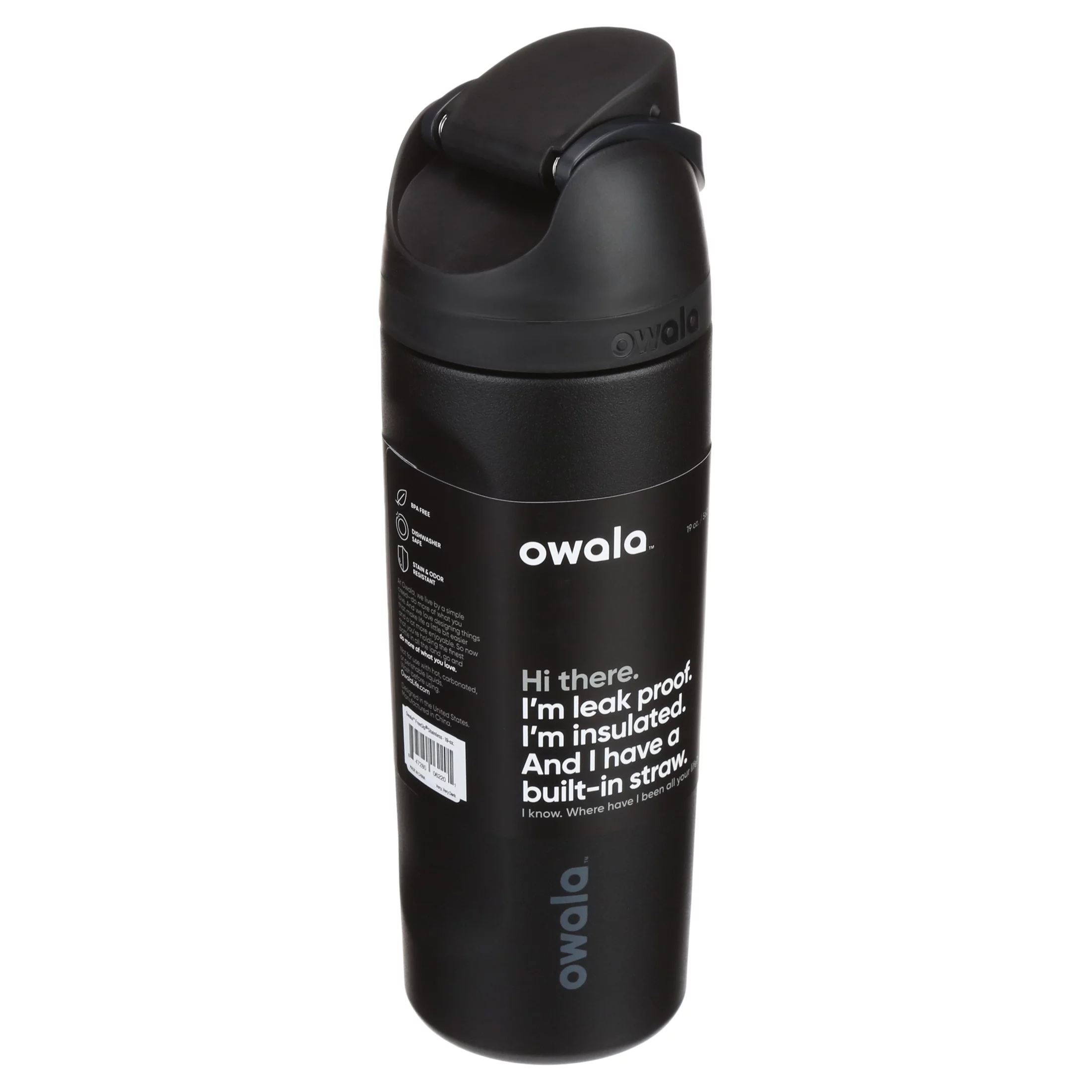 Owala FreeSip Stainless Steel Water Bottle 19oz, Black