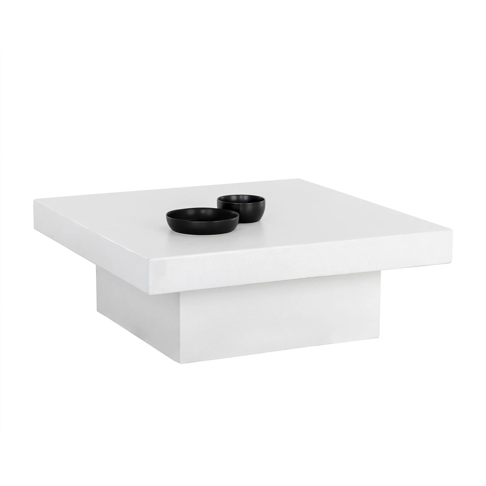 Pemberly Row Modern Dale Concrete Coffee Table - Square - White
