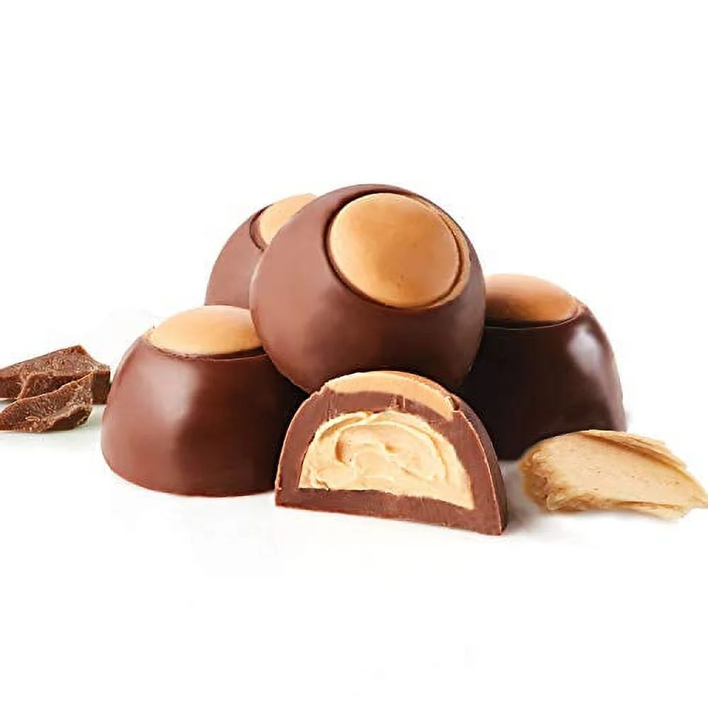 Fannie May Peanut Butter Buckeyes, Milk Chocolate Covered Creamy Peanut Butter, Chocolate Candy Gift Box, 1 lb