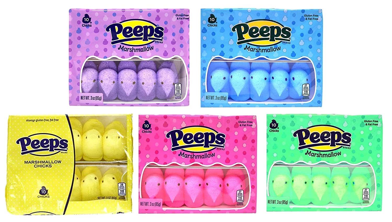 Peeps Marshmallow Variety Pack, Easter Basket Candy, Pack of 5, 1 of Each, 3 Ounces per Pack