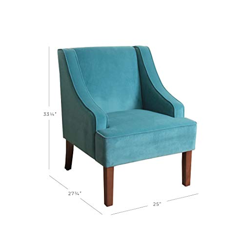 HomePop Velvet Swoop Arm Accent Chair, Suri Blue
