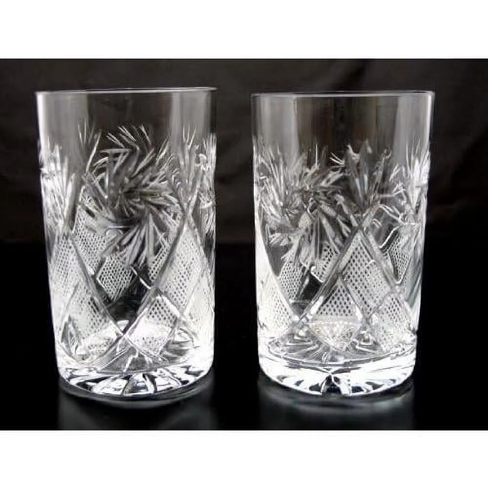 SET Of 2 Russian Cut Crystal Drinking Glasses 250 Ml / 8.5 Oz. For Hot Or Cold Liquids Fits Glass Holder 