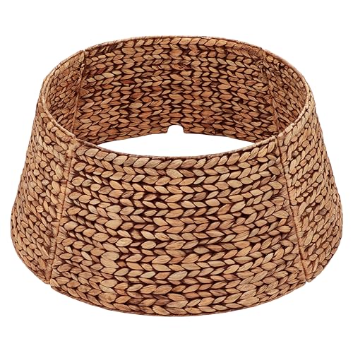 CENBOSS Rattan Christmas Tree Collar, Wicker Tree Skirt & Stand Base Cover (Brown Wash, 24 inch)