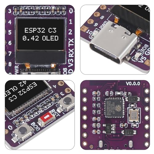 3PCS ESP32-C3 OLED Development Board with 0.42 Inch OLED Module Ceramic Antenna WiFi Bluetooth ESP32 Supermini Development Board
