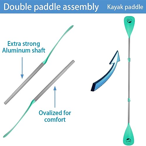 YVLEEN SUP Paddle Board Paddle，Stand up Paddleboard Paddles Adjustable Aluminum 4-Piece Floating Kayak Paddle，Convertible Paddle