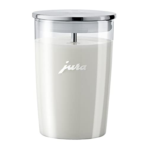 Jura E8 Automatic Espresso Machine (Piano White) with Glass Milk Container (2 Items)