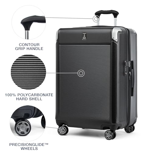 Travelpro Platinum Elite Hardside Expandable Carry on Luggage, 8 Wheel Spinner, TSA Lock, Hard Shell Polycarbonate Suitcase, Metallic Sand, Compact Carry on 20-Inch